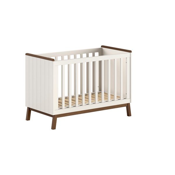 Beżowe łóżeczko z litego drewna sosnowego z regulowaną wysokością 60x120 cm Sezane – Vipack