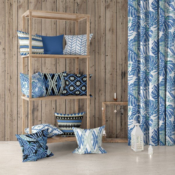 Niebiesko-biała poszewka na poduszkę Mike & Co. NEW YORK Santorini, 43x43 cm-image-1