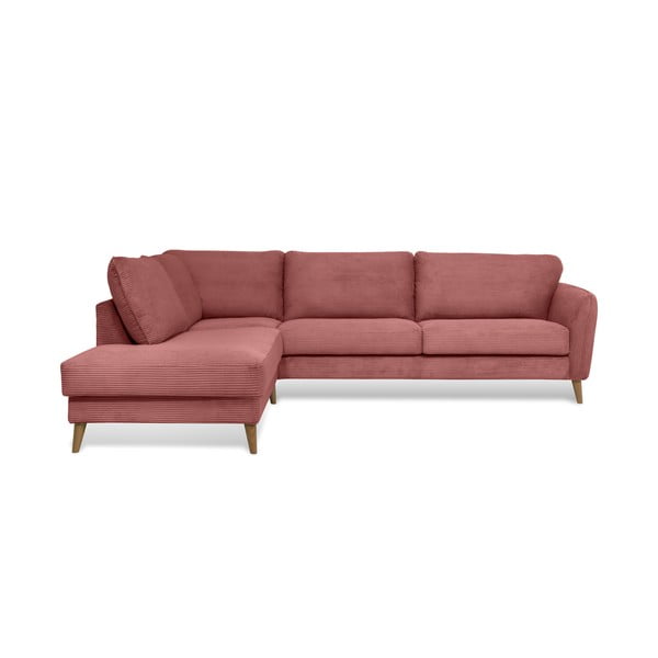 Różowy sztruksowy narożnik (lewostronny) Paris – Scandic