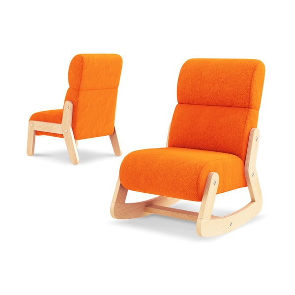 Pomarańczowy fotel dziecięcy z wymiennymi nogami Timoore Simple, z zagłówkiem