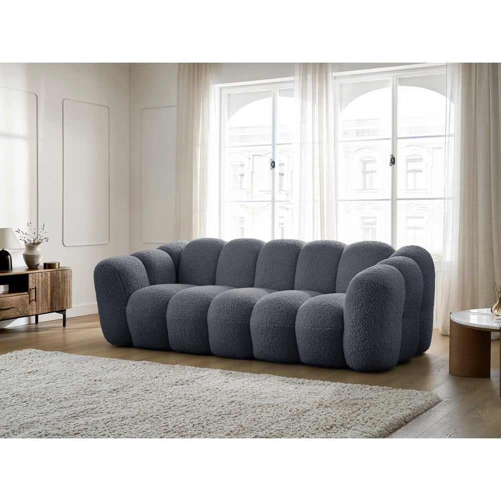 Ciemnoszara sofa z materiału bouclé 232 cm Hippolyte – Bobochic Paris (zdjęcie 6)