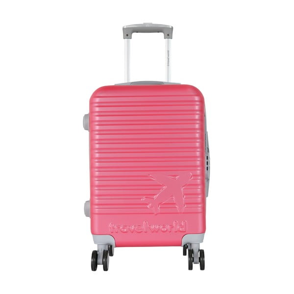 Różowa walizka podręczna Travel World Aiport, 44 l