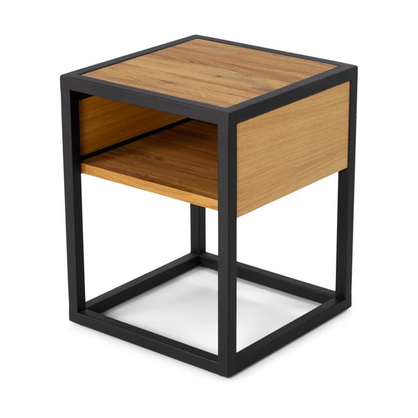 Czarna  szafka nocna z blatem z drewna dębowego z półką Diva – Spinder Design