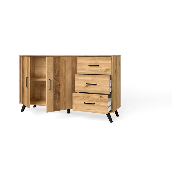 Niska komoda w dekorze dębu 136x81 cm Nordic – Marckeric-image-3