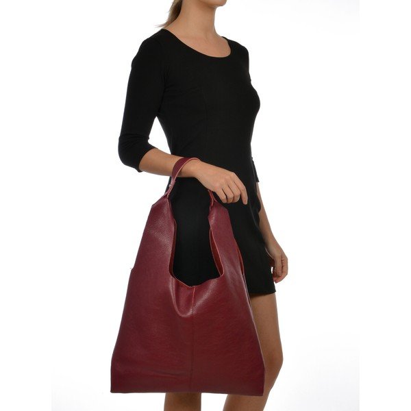 Bordowa torebka skórzana Sofia Cardoni Hobo-image-2