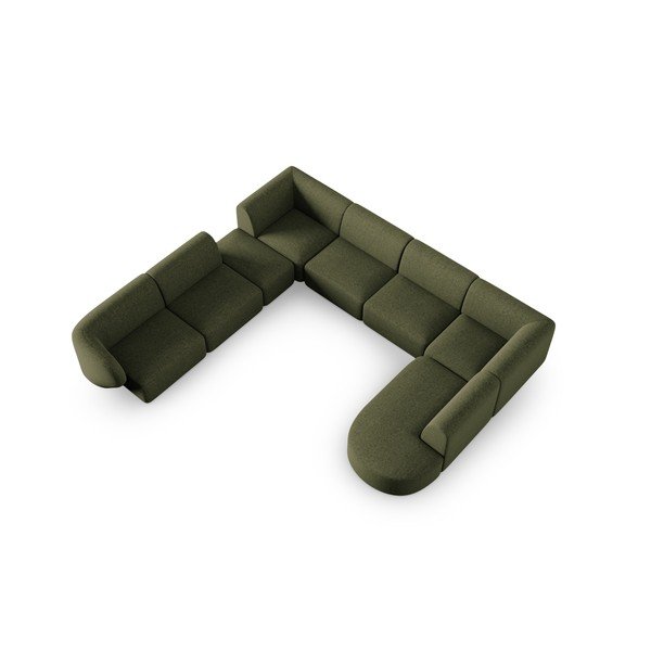 Zielony narożnik z tkaniny szenilowej (lewostronny/w kształcie litery U) Paolo – Milo Casa-image-1