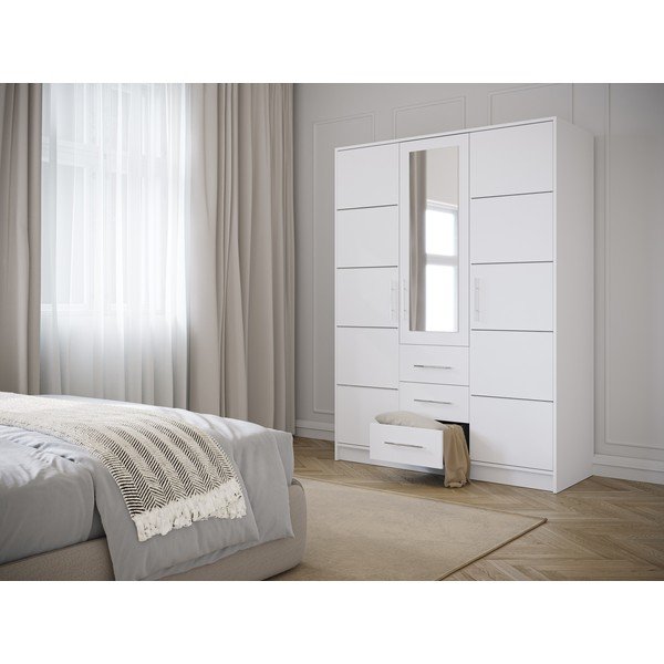 Biała szafa z lustrem 147x200 cm Derry – Cosmopolitan Design-image-1