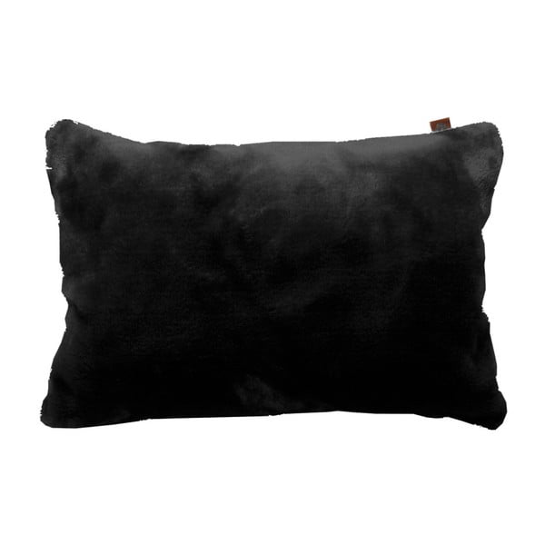 Czarna poduszka Overseas Fur, 30x50 cm
