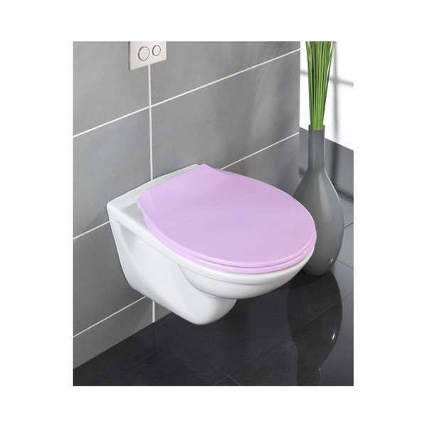 Różowa deska sedesowa z łatwym domknięciem Wenko Kos, 44x37,5 cm-image-1