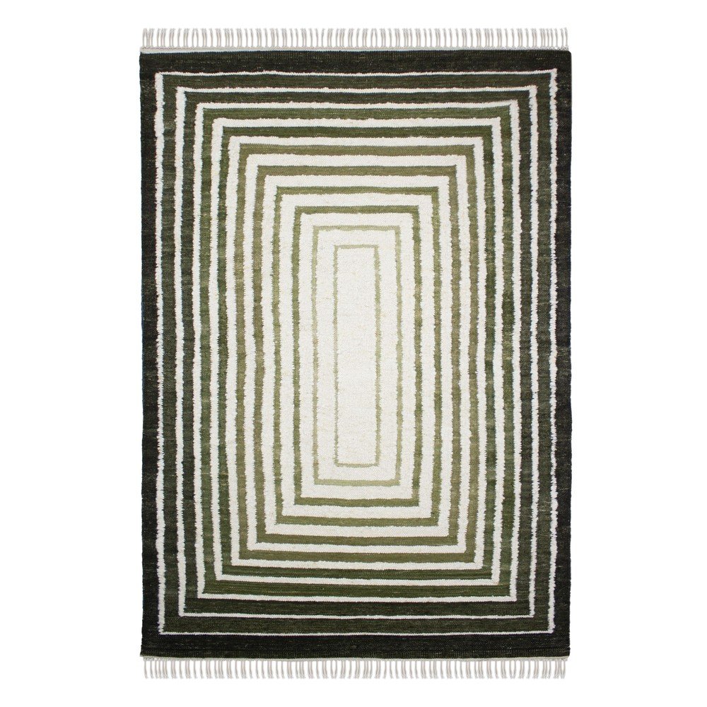 Zielony dywan z mieszanki wełny tkany ręcznie 160x230 cm Boucle Frame – Flair Rugs