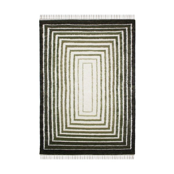 Zielony dywan z mieszanki wełny tkany ręcznie 160x230 cm Boucle Frame – Flair Rugs