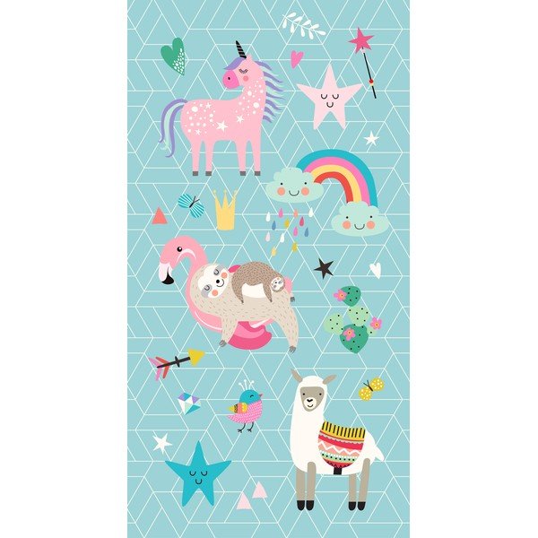 Niebieski aksamitny ręcznik plażowy dla dzieci 75x150 cm Moody – Good Morning