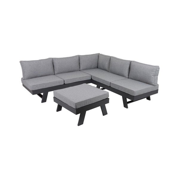 Szary aluminiowy zestaw mebli ogrodowych dla 4 osób Donna – Garden Pleasure