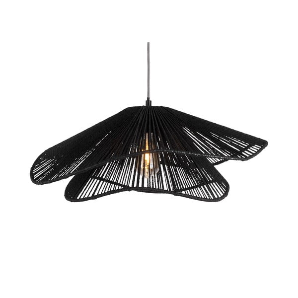 Czarna lampa wisząca z kloszem z plecionki papierowej ø 60 cm Sombra – Leitmotiv