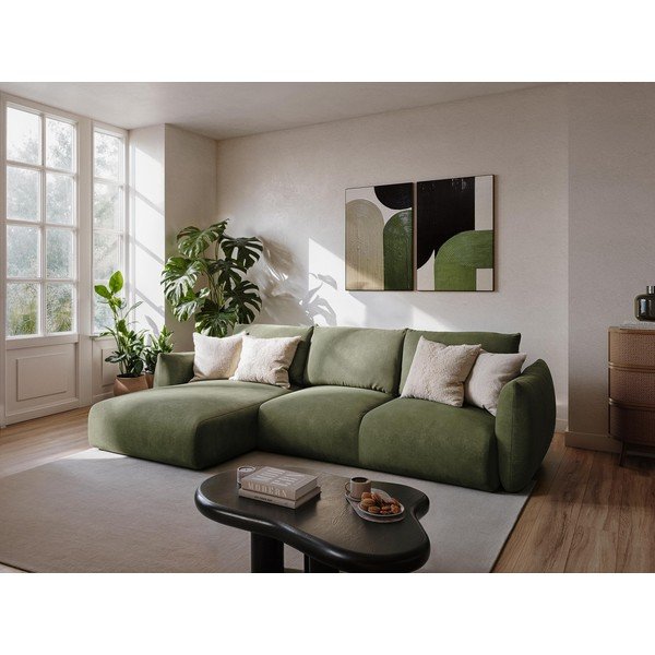 Rozkładany narożnik z tkaniny szenilowej (w kształcie litery U) w kolorze terakoty Leila – Makamii-image-1