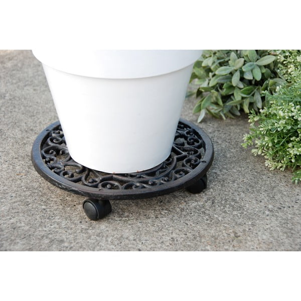 Metalowy kwietnik na kółkach ø 29 cm Ornament – Esschert Design-image-1