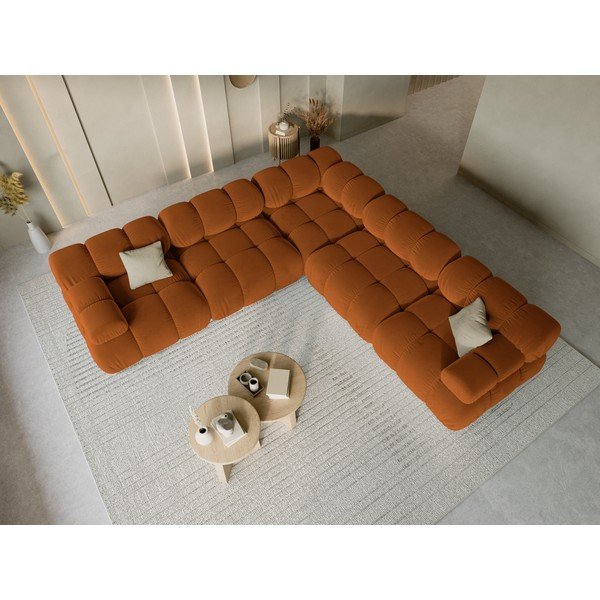 Aksamitny narożnik modułowy w kolorze terakoty – Micadoni -image-1