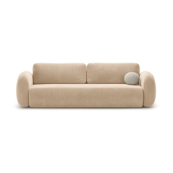 Beżowa aksamitna rozkładana/ze schowkiem sofa 262 cm Tonale – Cosmopolitan Design