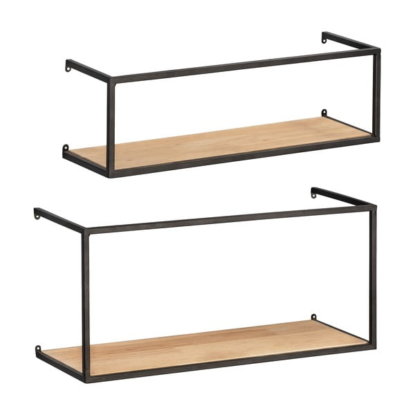 Zestaw 2 sosnowych półek z czarną metalową konstrukcją Wenko Pieces, dł. 55 cm-image-2