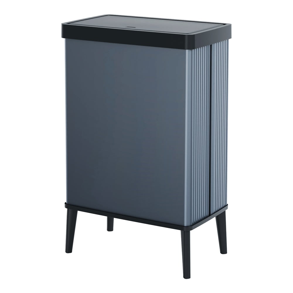 Niebieski kosz na śmieci otwierany na dotyk z plastiku z recyklingu 54 l Verto High – Curver