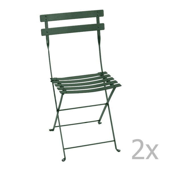Zestaw 2 zielonych krzeseł składanych Fermob Bistro
