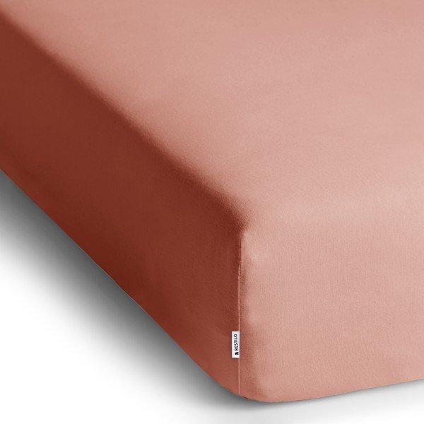 Brzoskwiniowe dżersejowe prześcieradło z gumką 240x220 cm Amber – Restilo-image-2