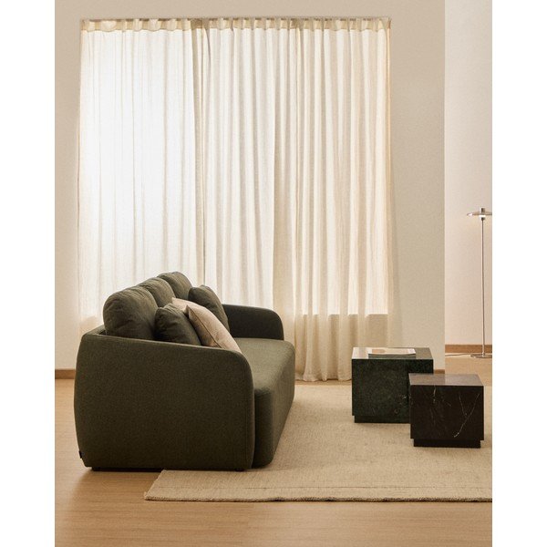 Ciemnozielona rozkładana sofa z tkaniny szenilowej 218 cm Laira – Kave Home-image-1