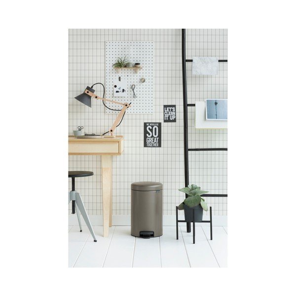 Brązowoszary kosz na śmieci z pedałem Brabantia Newicon, 12 l-image-1