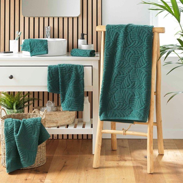 Zielony bawełniany ręcznik kąpielowy frotte 70x130 cm Madeira – douceur d'intérieur-image-3