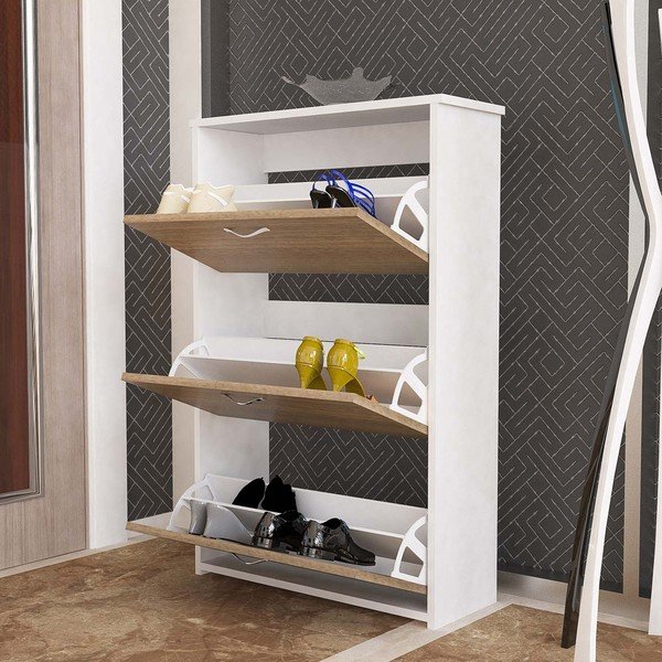 Brązowa 3-drzwiowa szafka na buty Triplex-image-1