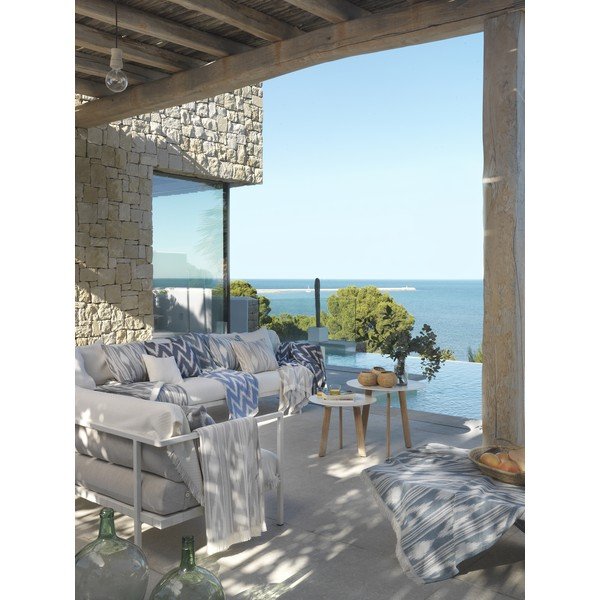Ciemnoniebieski koc z mieszanki bawełny 140x180 cm Mallorca – Euromant-image-1