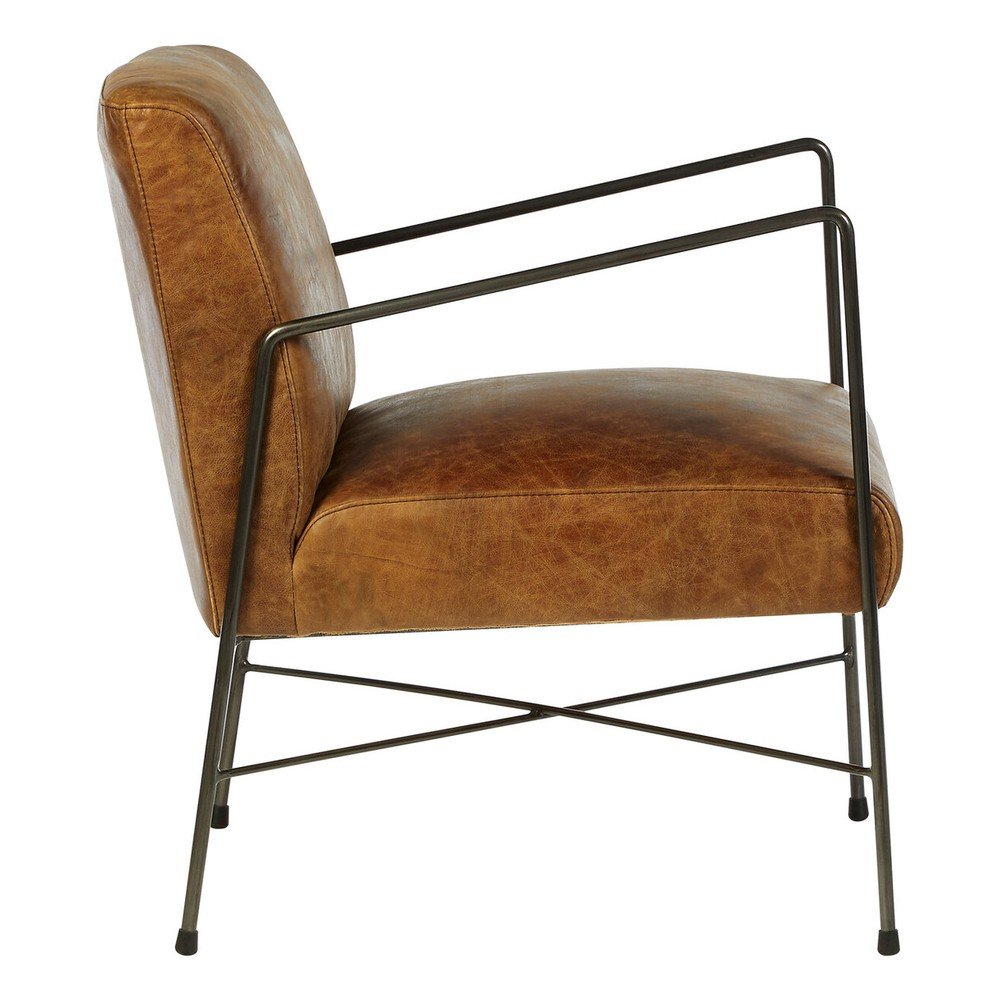 Brązowy skórzany fotel Hoxton – Premier Housewares (zdjęcie 3)