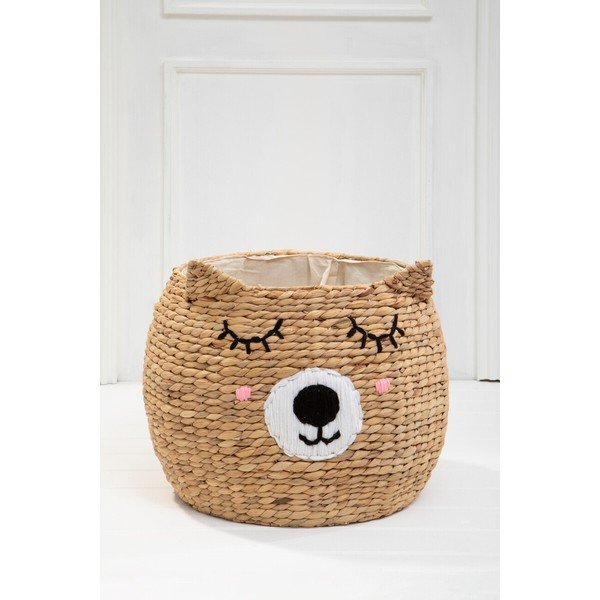 Dziecięcy kosz na zabawki z hiacyntu wodnego w naturalnym kolorze ø 49x40 cm Lidi Cat Face – Premier Housewares-image-2