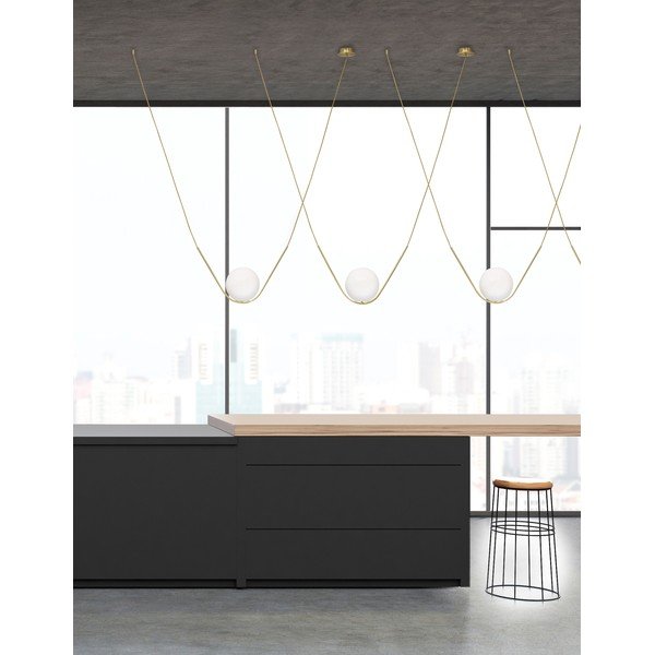Biała/w kolorze mosiądzu metalowa lampa wisząca ze szklanym kloszem Vitton – Nova Luce-image-1