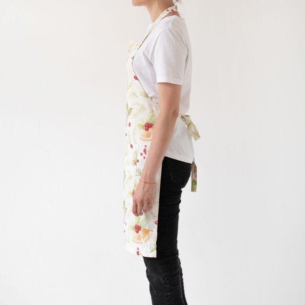 Świąteczny lniany fartuch Linen Tales Daily Apron Merry, 80x55 cm-image-1