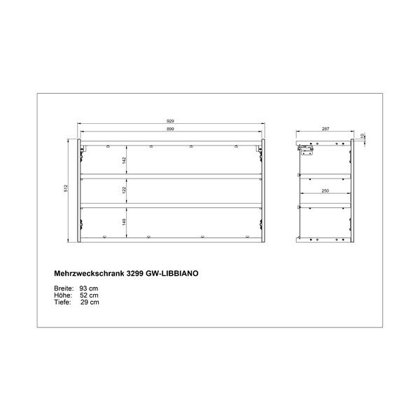 Kremowa szafka w dekorze dębu wisząca 93x52x29 cm Libbiano – Germania-image-4