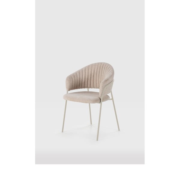 Beżowe tapicerowane fotele jadalniane zestaw z podłokietnikami 2 szt. Leticia – Marckeric-image-1