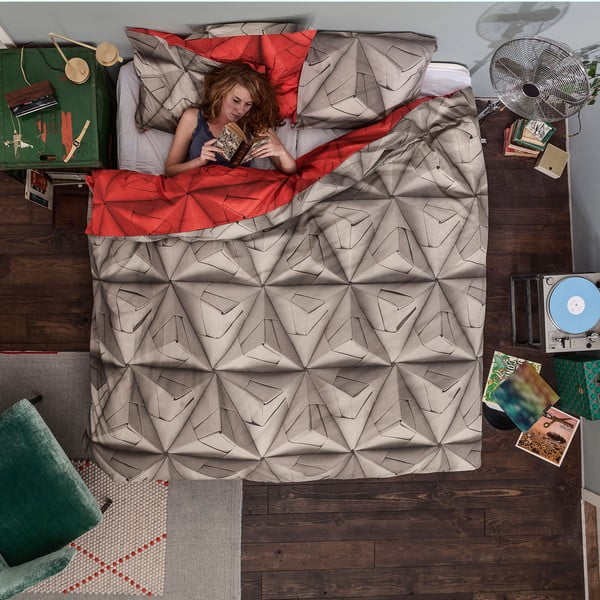 Czerwono-brązowa pościel Snurk Monogami, 140x200 cm-image-2