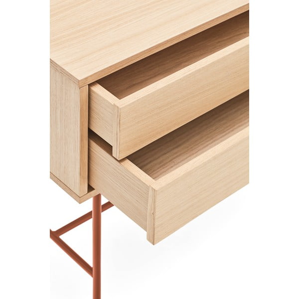 Ceglastoczerwona konsola w dekorze drewna dębowego Teulat Yoko-image-3