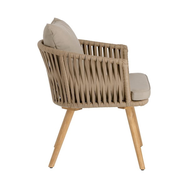 Krzesło ogrodowe z drewna akacji z beżowym obiciem Kave Home Hemilce-image-2