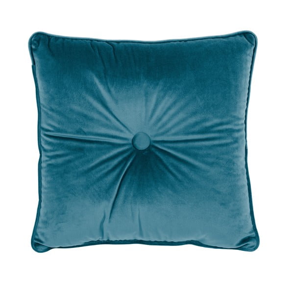 Niebieska poduszka Tiseco Home Studio Velvet Button, 45x45 cm