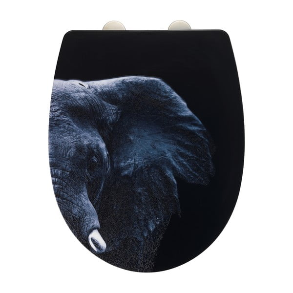 Czarna deska sedesowa ze stali nierdzewnej Wenko Elephant