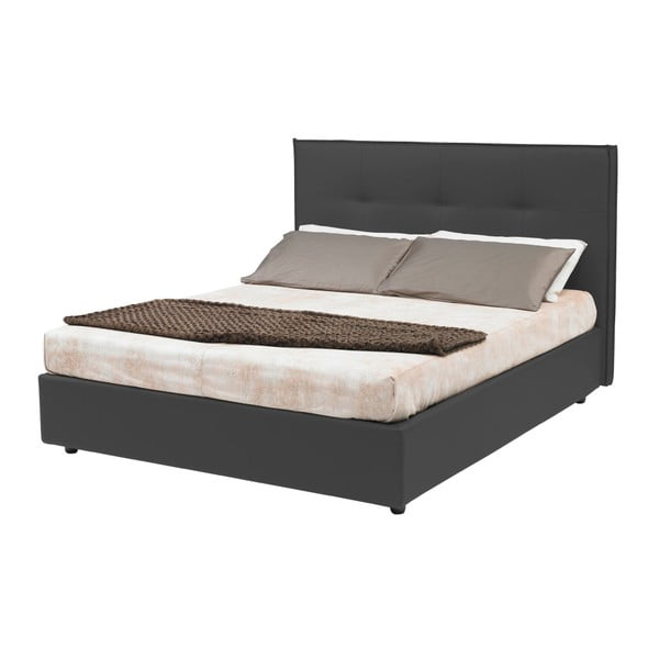 Szare łóżko dwusobowe ze schowkiem 13Casa Zeus, 160x190 cm