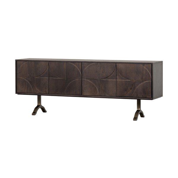 Ciemnobrązowa szafka pod TV z litego drewna mango 180x70x40 cm Draw – WOOOD-image-3