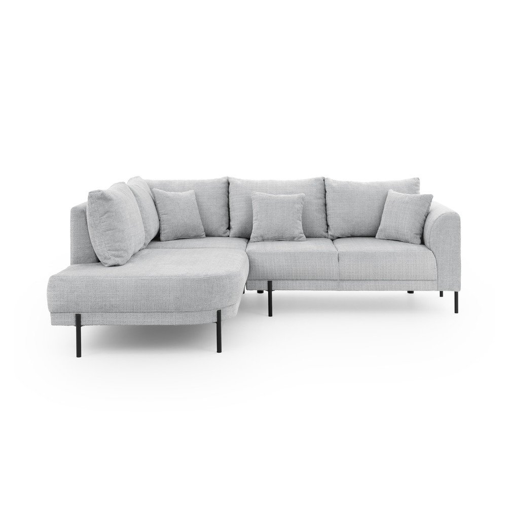 Jasnoszary narożnik z tkaniny szenilowej (lewostronny/w kształcie litery L) Mauris  – Ropez