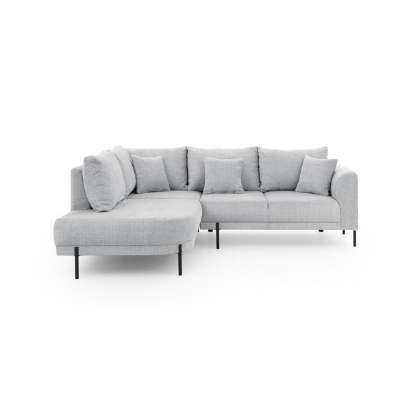 Jasnoszary narożnik z tkaniny szenilowej (lewostronny/w kształcie litery L) Mauris  – Ropez