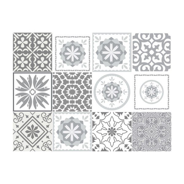 Zestaw 12 naklejek ściennych Ambiance Cement Tiles Shades of Gray Cordoba, 10x10 cm-image-2