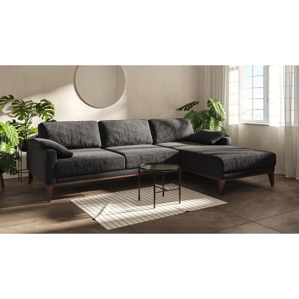 Ciemnoszara sofa z szezlongiem po prawej stronie MESONICA Musso-image-1