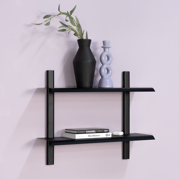 Czarna wielopoziomowa metalowa półka 60 cm Hola – Spinder Design-image-1
