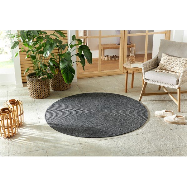 Szary okrągły dywan odpowiedni na zewnątrz ø 150 cm – NORTHRUGS-image-1